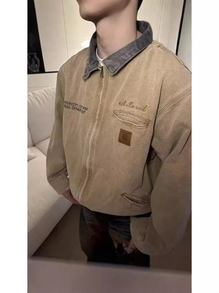 American Retro Washed Do The Old Cowboy Kaha Style Cargo Jacket Coat