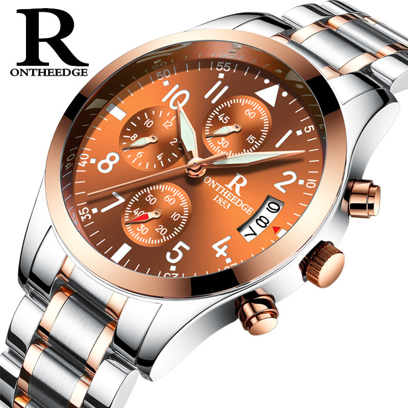 OnTheEdge 1853R Men's Quartz Watch – Minimalist Dial, Stainless Steel Mesh Band, Ultra-Slim Design