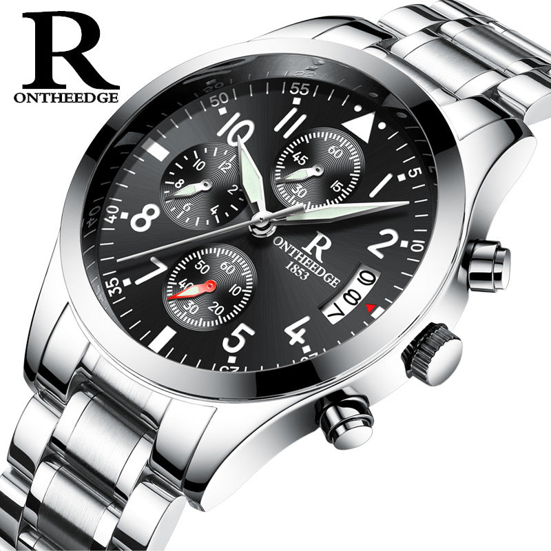 OnTheEdge 1853R Men's Quartz Watch – Minimalist Dial, Stainless Steel Mesh Band, Ultra-Slim Design