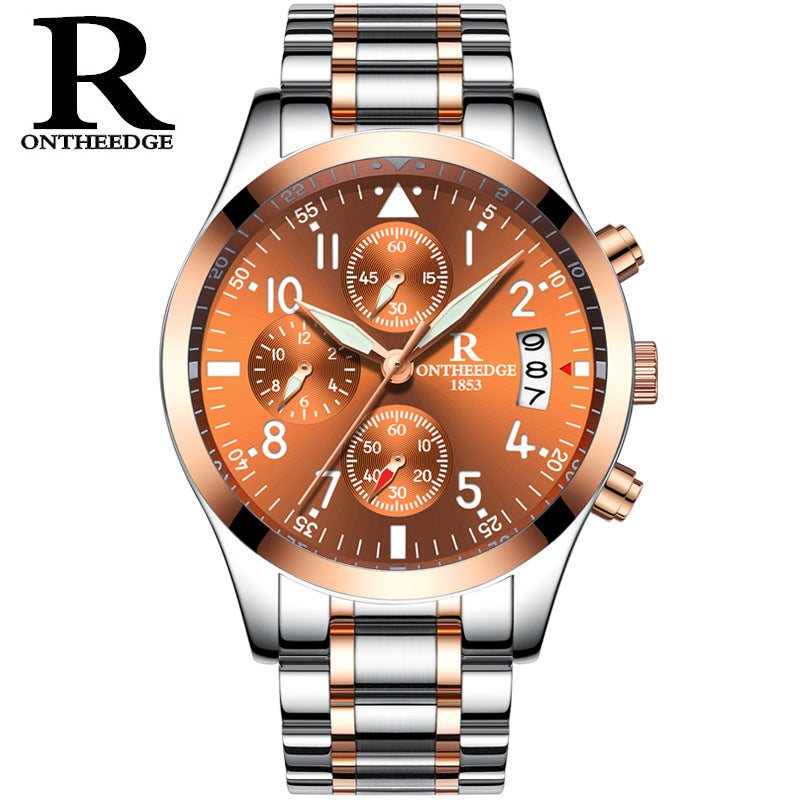 OnTheEdge 1853R Men's Quartz Watch – Minimalist Dial, Stainless Steel Mesh Band, Ultra-Slim Design