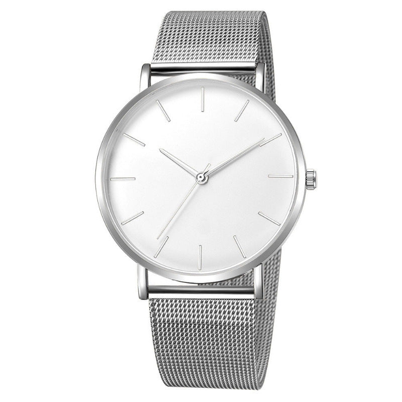 Men's Minimalist Quartz Watch – Stainless Steel Mesh Band, Ultra-Thin Design