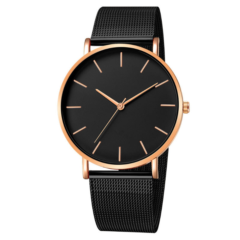 Men's Minimalist Quartz Watch – Stainless Steel Mesh Band, Ultra-Thin Design