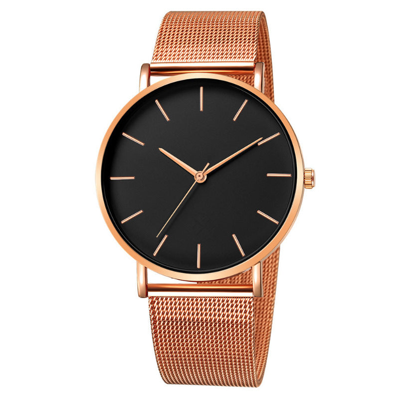 Men's Minimalist Quartz Watch – Stainless Steel Mesh Band, Ultra-Thin Design