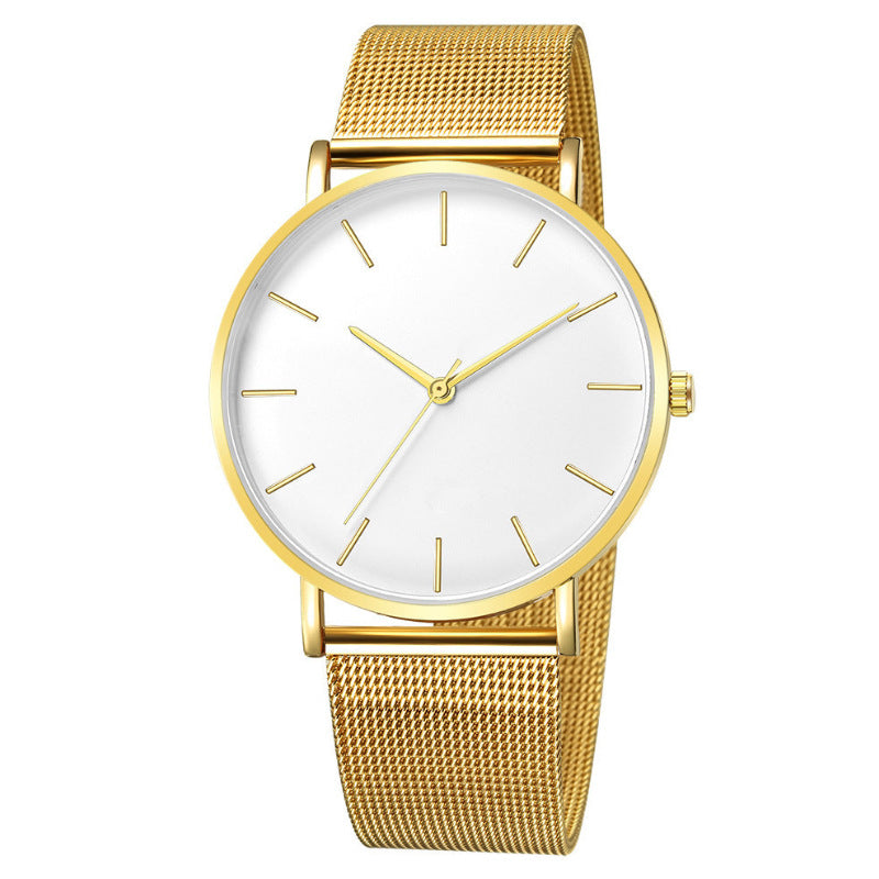 Men's Minimalist Quartz Watch – Stainless Steel Mesh Band, Ultra-Thin Design