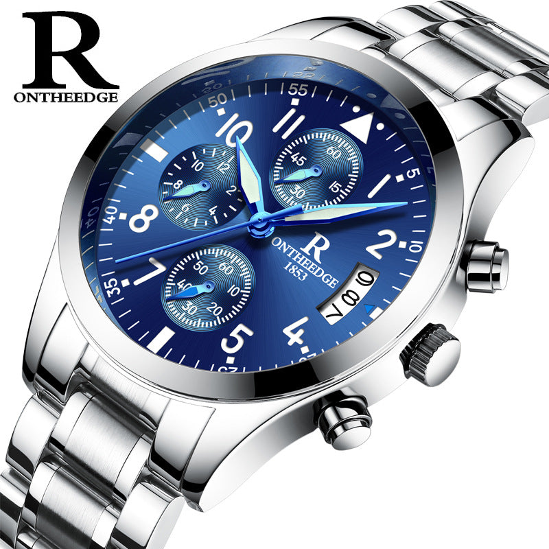 OnTheEdge 1853R Men's Quartz Watch – Minimalist Dial, Stainless Steel Mesh Band, Ultra-Slim Design