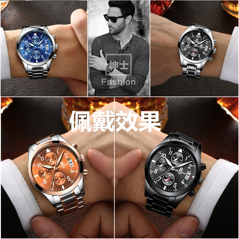 OnTheEdge 1853R Men's Quartz Watch – Minimalist Dial, Stainless Steel Mesh Band, Ultra-Slim Design