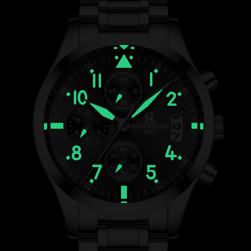 OnTheEdge 1853R Men's Quartz Watch – Minimalist Dial, Stainless Steel Mesh Band, Ultra-Slim Design