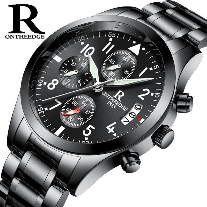 OnTheEdge 1853R Men's Quartz Watch – Minimalist Dial, Stainless Steel Mesh Band, Ultra-Slim Design