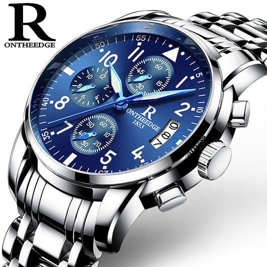 OnTheEdge 1853R Men's Quartz Watch – Minimalist Dial, Stainless Steel Mesh Band, Ultra-Slim Design