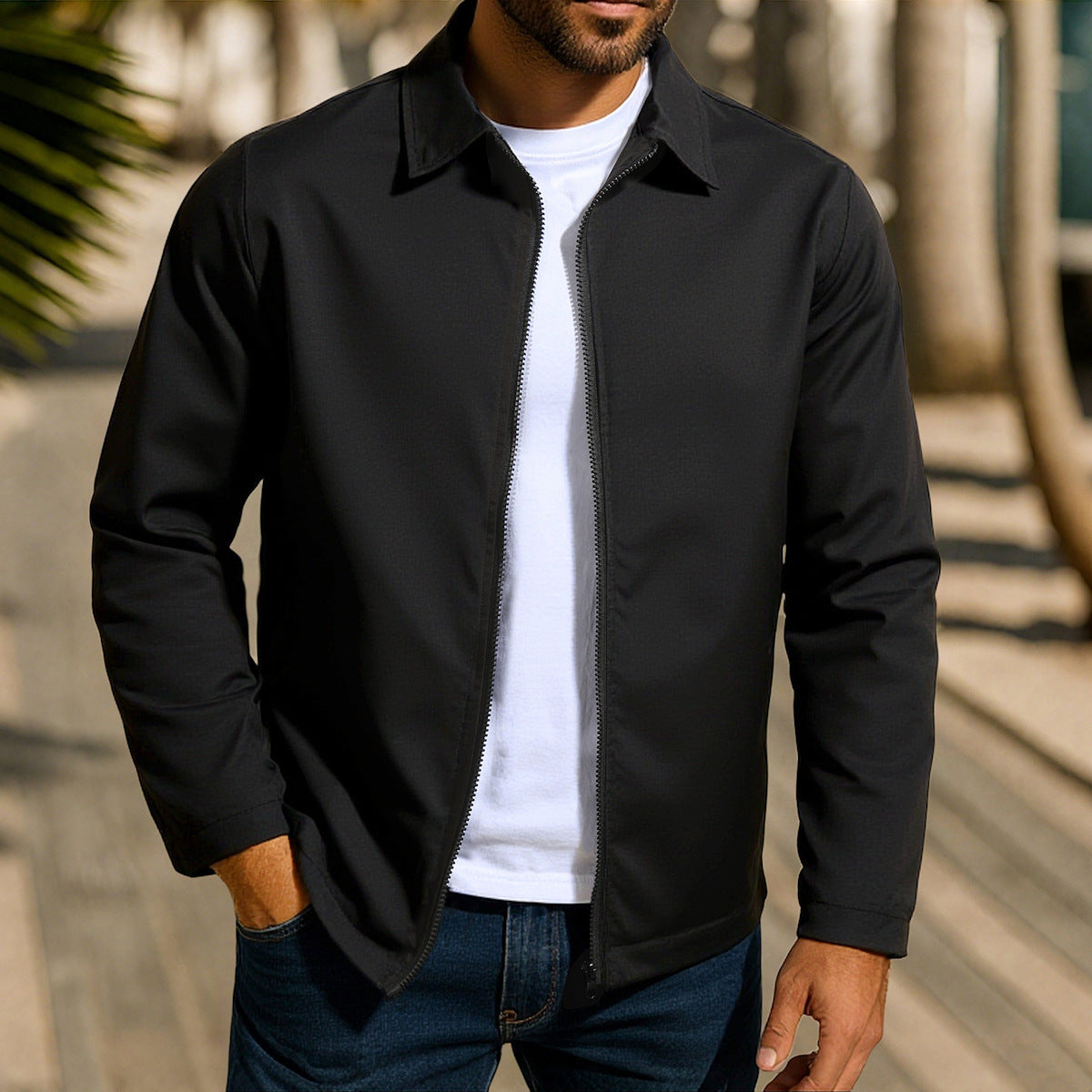 Men's Coat Zipper Raglan Sleeve Cardigan Jacket