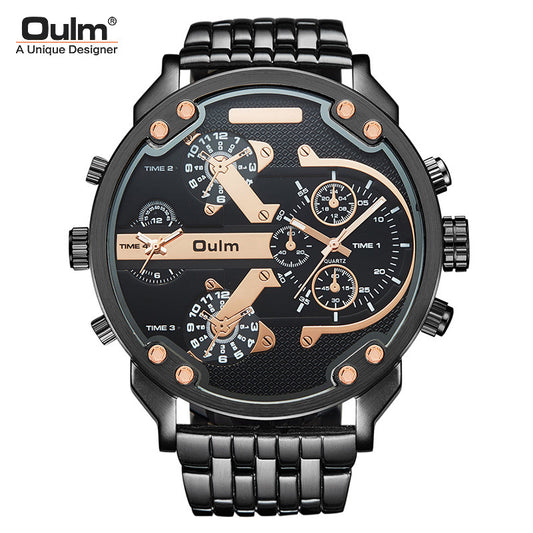 Radium Men's Classic Dual Time Zone Watch – Large Dial, Alloy Strap, Quartz Movement, Casual Fashion Design