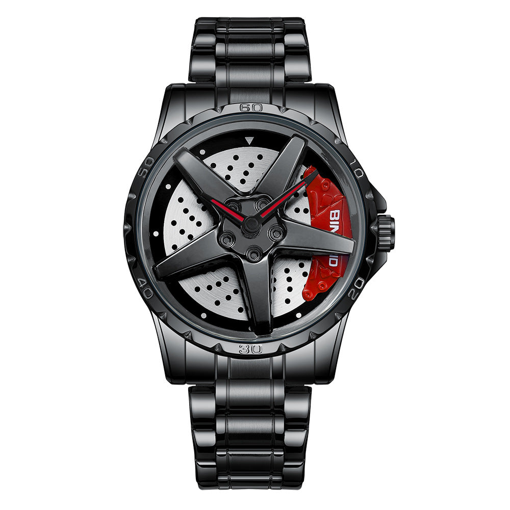 Men’s Locomotive Car Wheel Watch – Automotive-Inspired Dial, Sporty Design, Quartz Movement