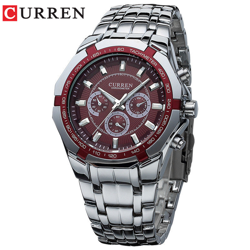 Men's Business Fashion Quartz Watch – Precision Timekeeping, Decorative Three-Eye Dial, Stainless Steel Band