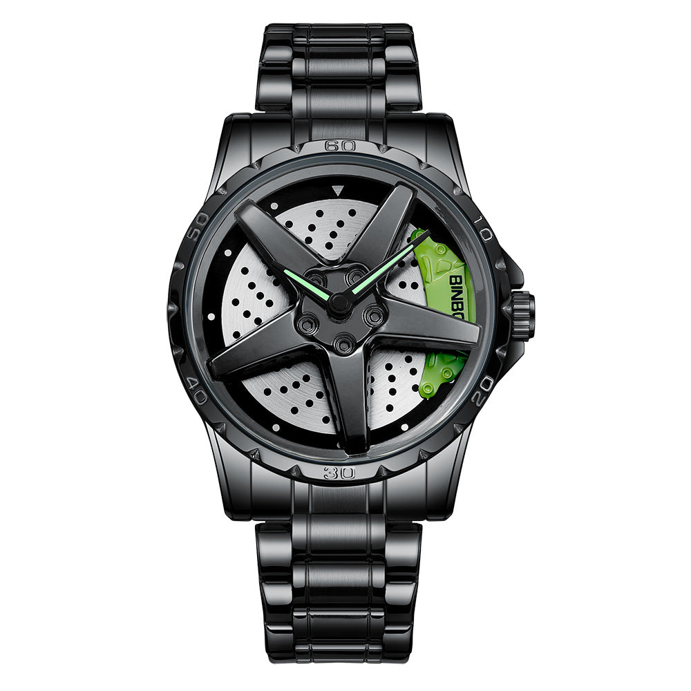 Men’s Locomotive Car Wheel Watch – Automotive-Inspired Dial, Sporty Design, Quartz Movement
