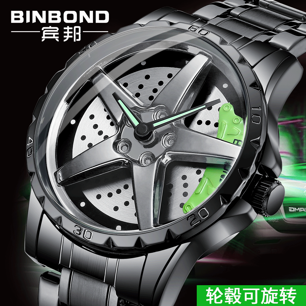 Men’s Locomotive Car Wheel Watch – Automotive-Inspired Dial, Sporty Design, Quartz Movement