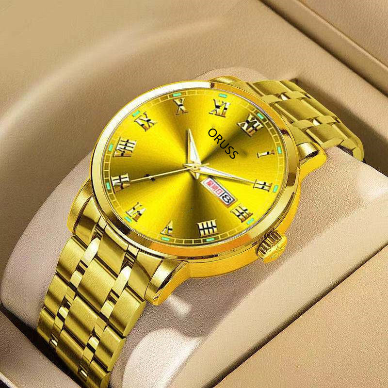 Men’s Elegant Business Quartz Watch – Waterproof, Stainless Steel Band, Mineral Glass, Automatic-Style Design