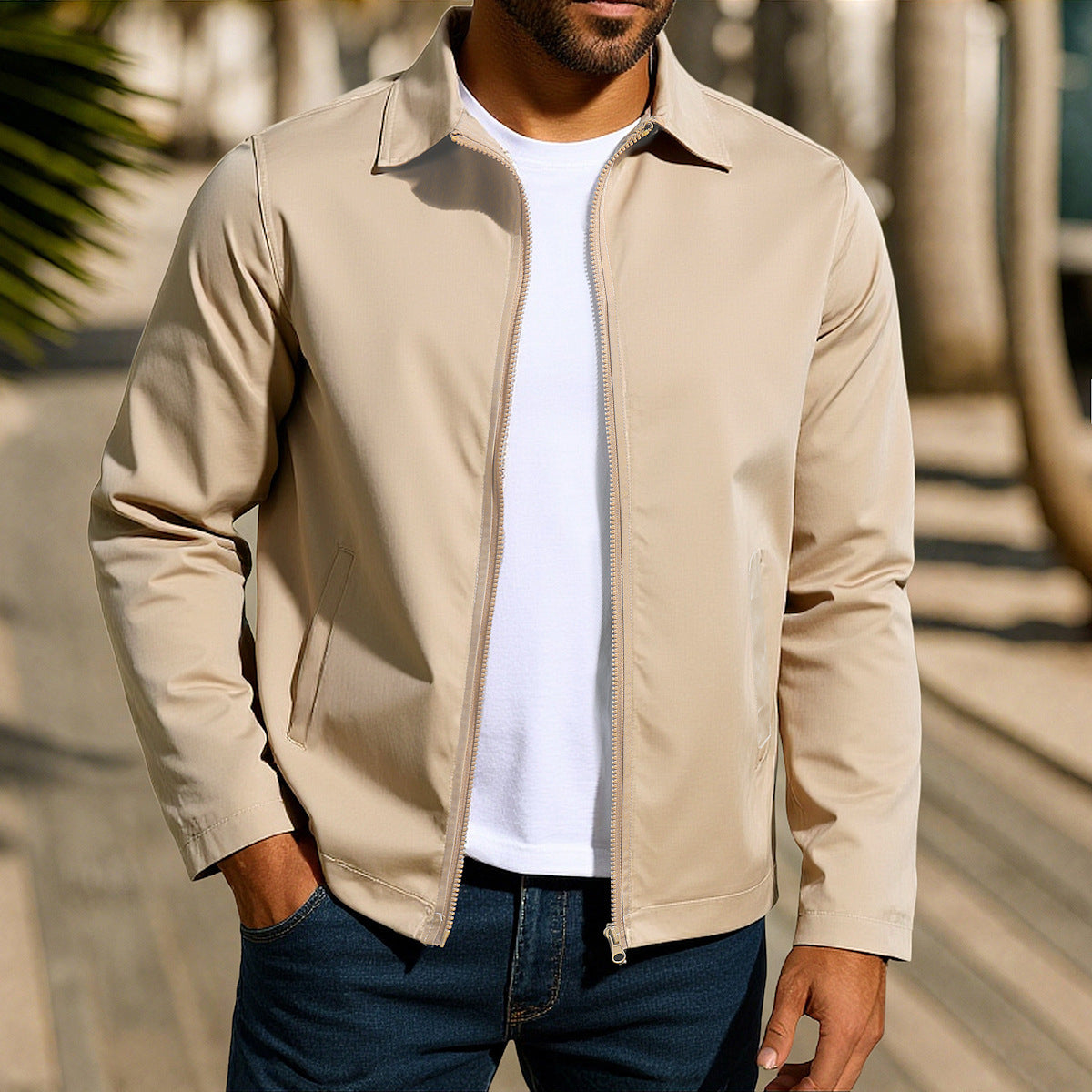 Men's Coat Zipper Raglan Sleeve Cardigan Jacket